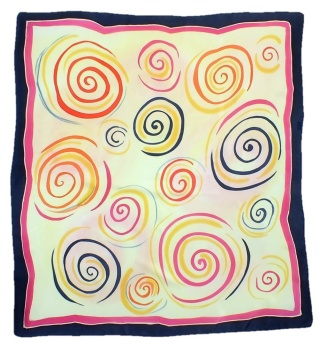 Apaszka jedwabna, ręcznie malowana, Kolorowy Wir 90x90cm AM-179