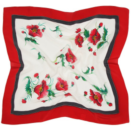 AM7-540 Red-and-white Hand-painted silk scarf, 70x70cm