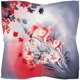 AMS-113 Hand-painted silk scarf, 90x90cm