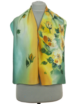 Small Hand-Painted Silk Scarf, 135x30cm