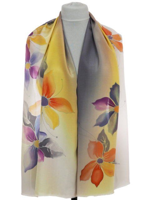 SZ-634 Hand-painted silk scarf, 160x40 cm