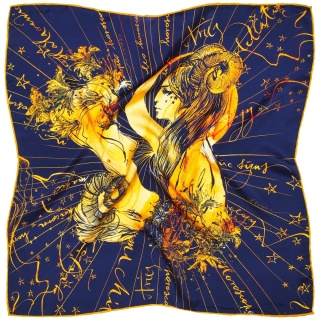 Silk zodiac scarf aries Anna Halarewicz 68x68cm AZ-01