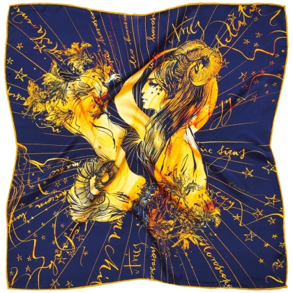 Silk zodiac scarf aries Anna Halarewicz 68x68cm AZ-01