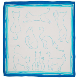 AM5-564 Hand-painted silk scarf cats, 52x52cm