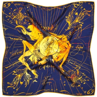 Silk zodiac scarf Cancer Anna Halarewicz 68x68cm
