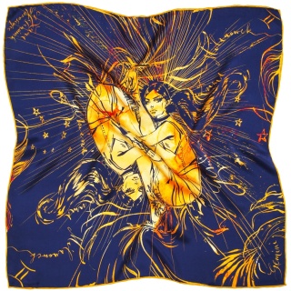 Silk scarf zodiac twins Anna Halarewicz 68x68cm