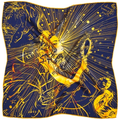 Silk zodiac scarf Virgo Anna Halarewicz 68x68cm