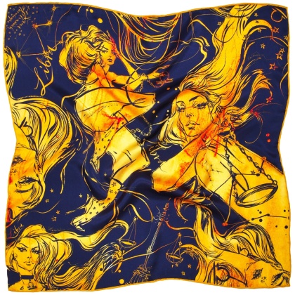 Silk Zodiac Scarf Libra 68x68cm by Anna Halarewicz
