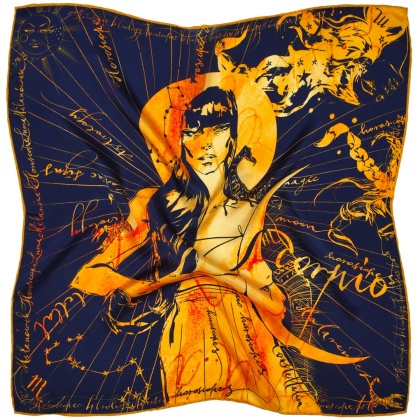 Silk Scarf Zodiac Scorpio 68x68cm by Anna Halarewicz