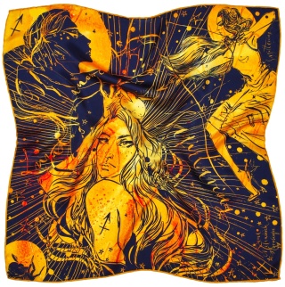 Silk Scarf Zodiac Sagittarius 68x68cm by Anna Halarewicz