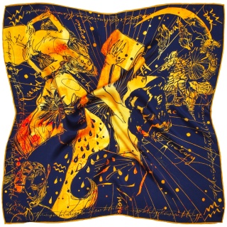 Silk scarf zodiac Aquarius Anna Halarewicz 68x68cm AZ-11
