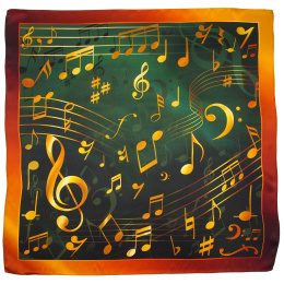 Silk scarf with musical notes - 66x66 cm
