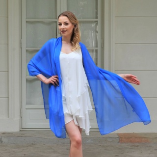 Blue-azure silk georgette scarf dress scarf 200x65 cm SZZ-303