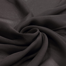 Single Color Black Silk Scarf - Georgette, 200x65cm