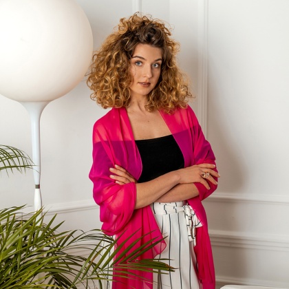 Fuksja jedwabny szal żorżeta 200x65 cm SZZ-306