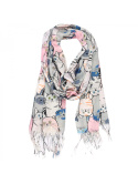 AP-020 Large Printeded Cats Scarf, 87x87cm