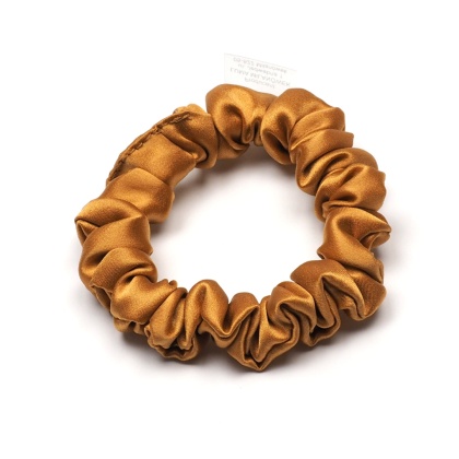Satynowa gumka do włosów frotka scrunchie slim musztardowa