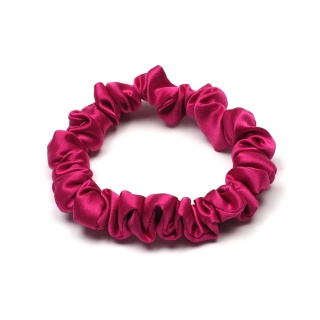 Satynowa gumka do włosów frotka scrunchie slim różowa