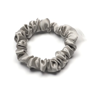 Satynowa gumka do włosów frotka scrunchie slim jasnoszara
