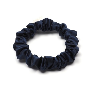 Satynowa gumka do włosów frotka scrunchie slim granatowa