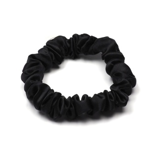 Satynowa gumka do włosów frotka scrunchie slim czarna