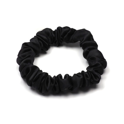 Satynowa gumka do włosów frotka scrunchie slim czarna