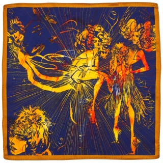 Silk pocket square zodiac lion, 30x30cm