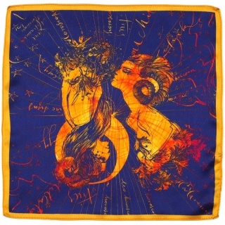 Silk Zodiac Aries Pocket Square, 30x30cm