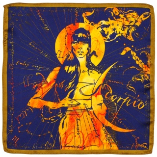 Scorpio Zodiac Silk Pocket Square, 30x30cm