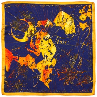 Silk pocket square Zodiac Taurus, 30x30cm