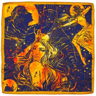 Sagittarius Zodiac Silk Pocket Square, 30x30cm