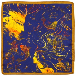 Silk Zodiac Pocket Square Pisces, 30x30cm
