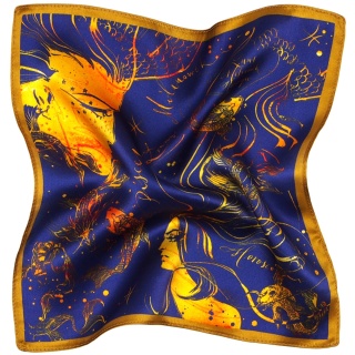 Silk Zodiac Pocket Square Pisces, 30x30cm