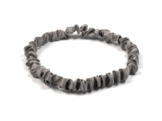 Silk headband thin crinkled dark grey