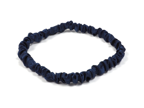 Silk headband thin ruffled navy blue