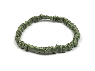 Silk headband thin crinkled olive