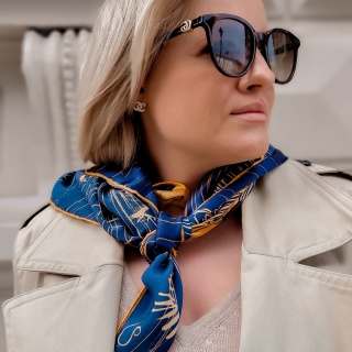 Silk zodiac scarf lion Anna Halarewicz 68x68cm AZ-05