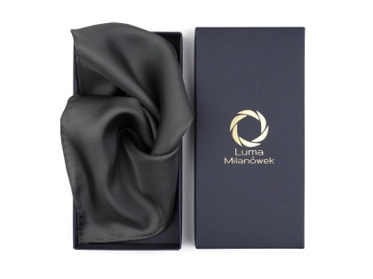 TWILL dark gray silk pocket square, hand-stitched, 30x30 cm