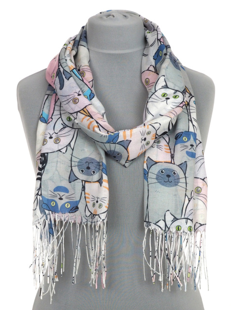 AP-020 Large Printeded Cats Scarf, 87x87cm