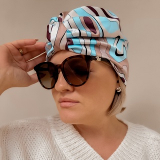 Turban na głowę – Beżowa abstrakcja TP-001