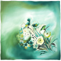 AM-033 Hand-painted silk scarf with flowers, 90x90cm
