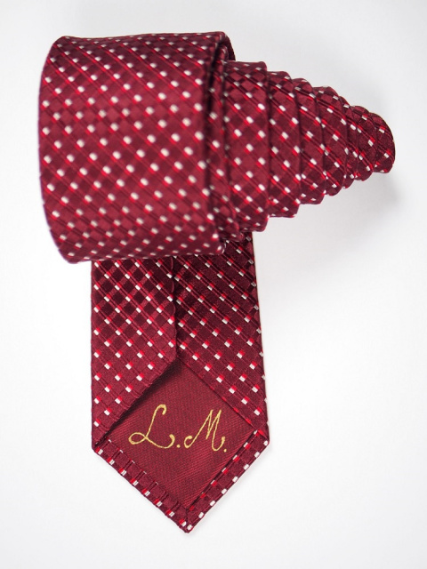 Jedwabny krawat żakardowy granatowy KR-457