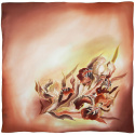 AM-040 Hand-painted silk scarf with flowers, 90x90cm