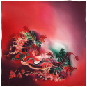AM-046 Hand-painted silk scarf leaves, 90x90cm