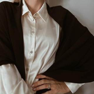 Black crepe silk scarf 180x45cm SZK-209