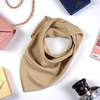 Light beige silk satin scarf, 70x70cm AS7-017