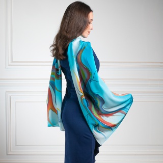 SZ-425 Hand Painted Silk long scarf, 170x45cm