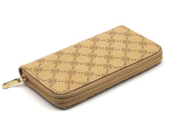 Women's leather wallet with a zipper with gold embossing