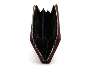 Women's leather wallet with a zipper with embossing brown