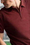 B5 Koszulka polo męska 100% dzianiny bawełnianej z suwakiem bordowa